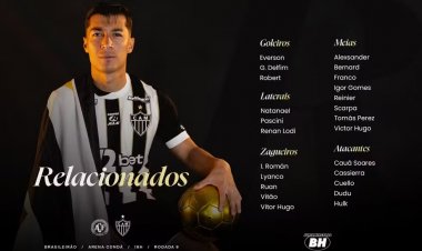 Com novidades e ausências, Atlético-MG divulga relacionados contra a Chapecoense