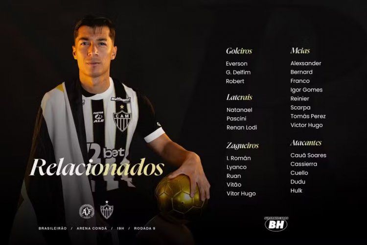 Com novidades e ausências, Atlético-MG divulga relacionados contra a Chapecoense